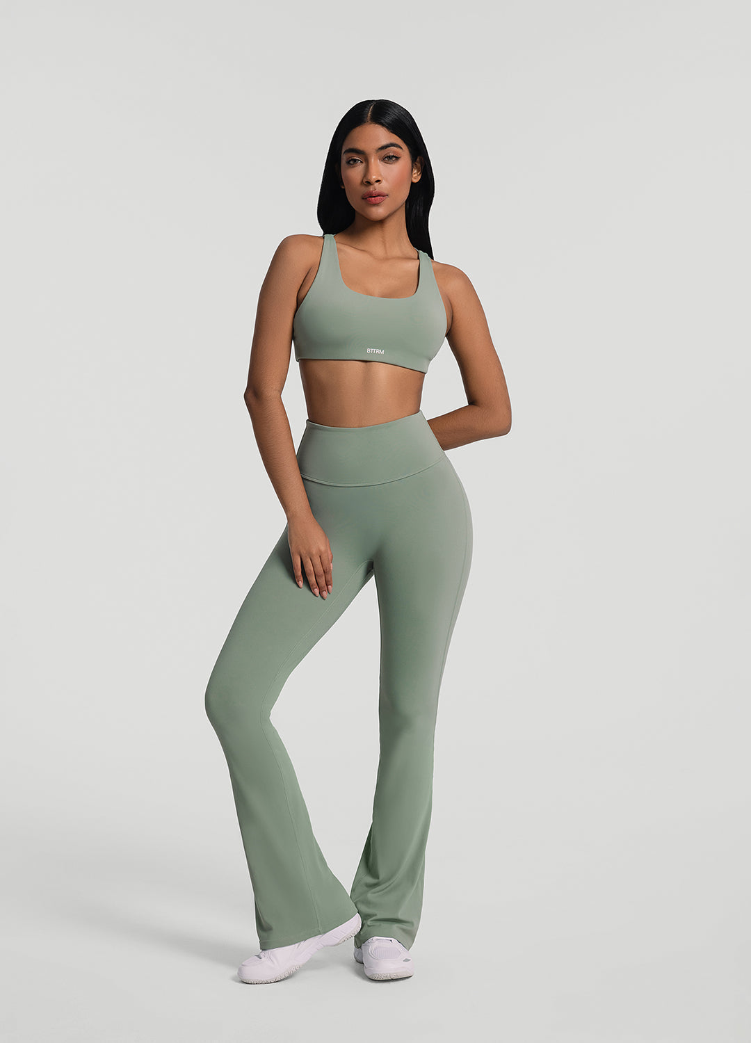 Ruched Flared Leggings for Women - High Waist Yoga Pants with Side Pockets - Comfortable Workout Leggings for Running, Gym & Lounge Wear