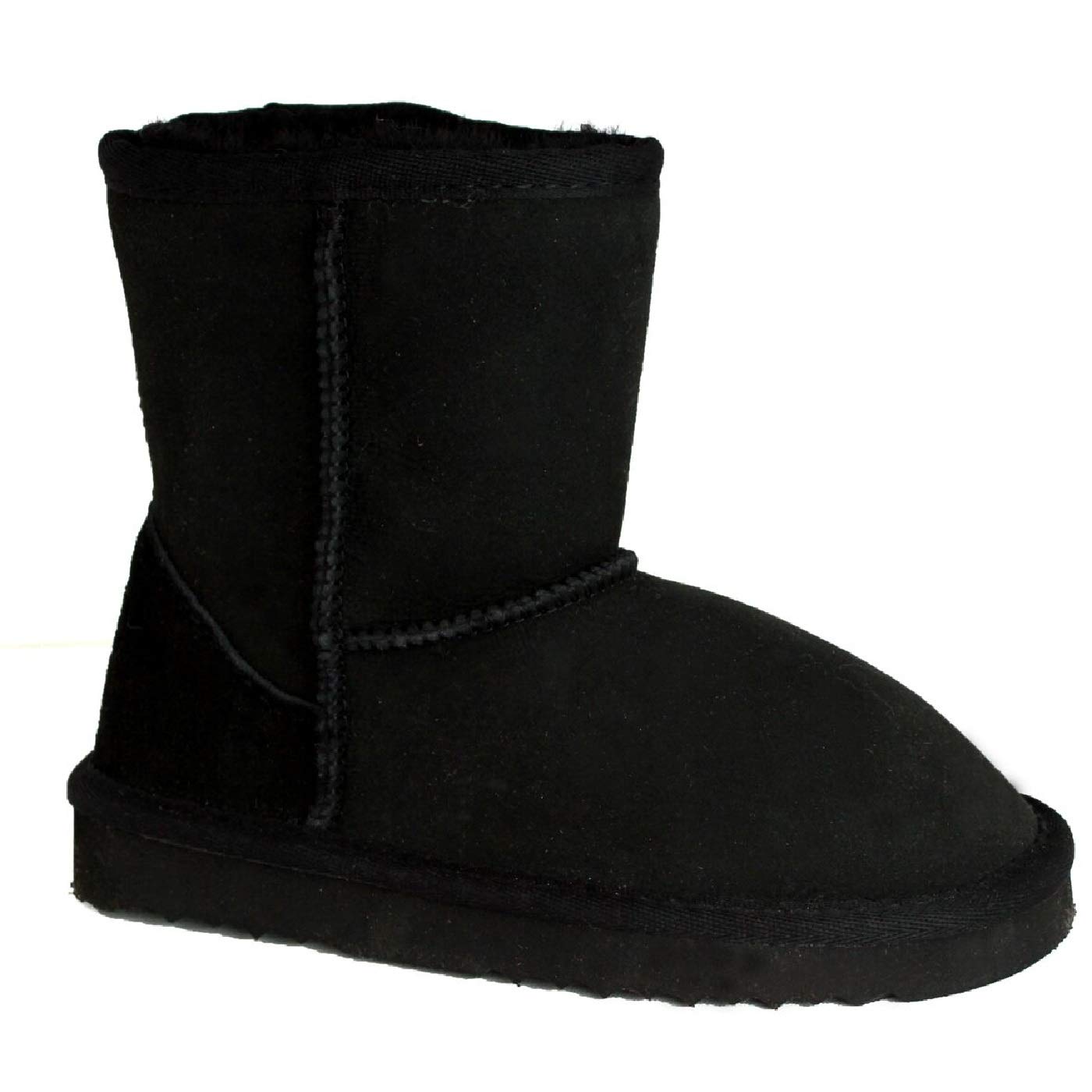 Kids' Charlie Sheepskin Boots - Black - Size 8 US - Warm & Comfortable Winter Boots for Boys & Girls - Perfect for Snow Play & Outdoor Activities