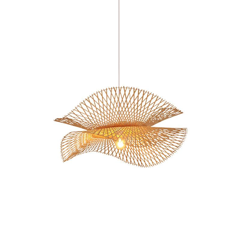 Handmade Bamboo Frame Pendant Light - Natural Rattan Hanging Lamp for Dining Room, Bedroom & Living Room Decor - Eco-Friendly Boho Ceiling Lighting Fixture