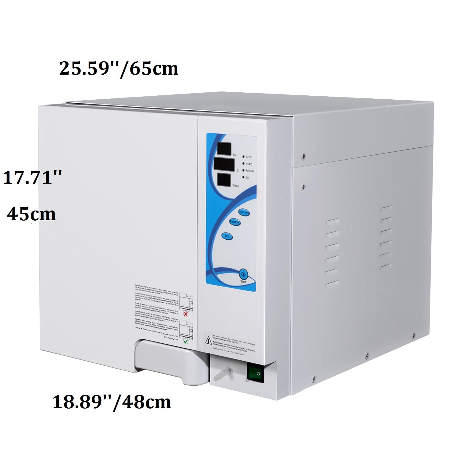 EustomA 23L Class N Benchtop Autoclave - Stainless Steel Portable Steam Sterilizer with Digital Display | High Pressure & Temperature for Medical, Dental, Tattoo, and Laboratory Equipment Sterilization
