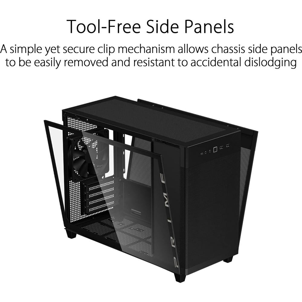 ASUS Prime AP201 Micro-ATX Mini Tower PC Case with Tempered Glass Side Panel & USB Type-C Port - Compact Gaming PC Build, Home Office Desktop, Streaming Setup