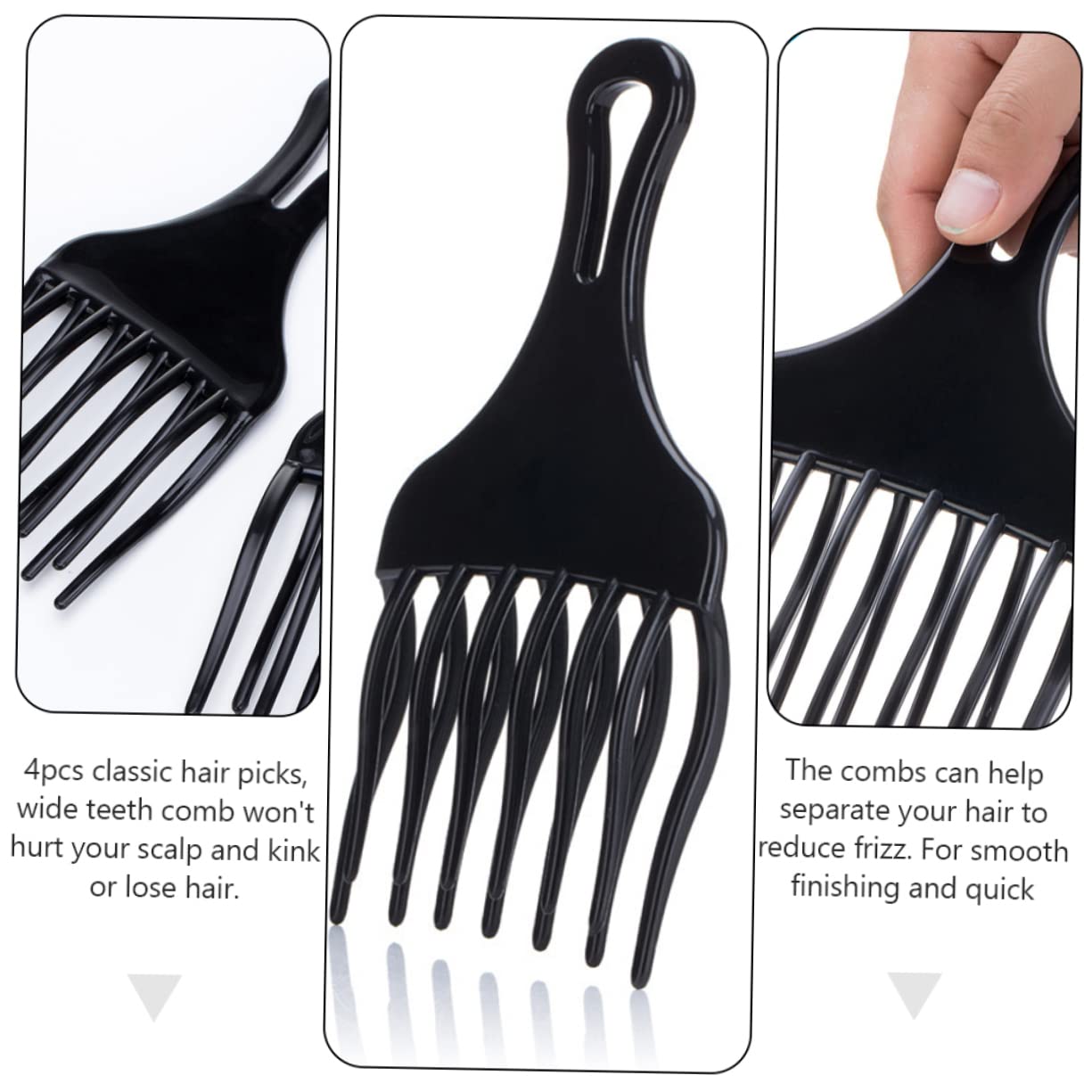 Healeved 4-Piece Wide Tooth Hair Teasing Comb Set - Detangling Wig Brush & Curly Hair Comb for Smooth Styling - Perfect for Travel, Salons & Daily Hair Care