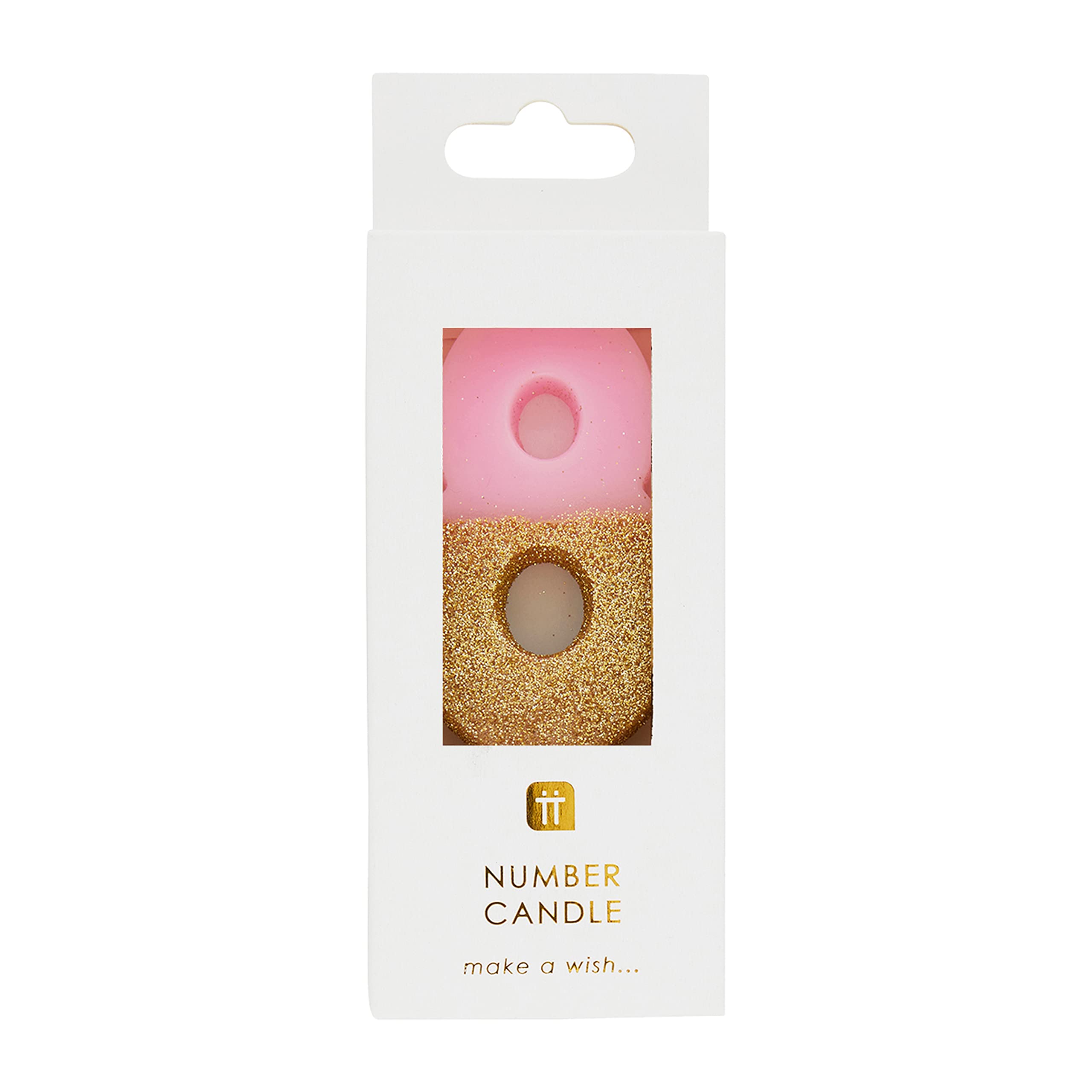 Premium Pink Number 8 Candle with Gold Glitter - High Quality Cake Topper for Birthday Parties (18th, 80th), Anniversaries & Milestone Celebrations - 8cm/3