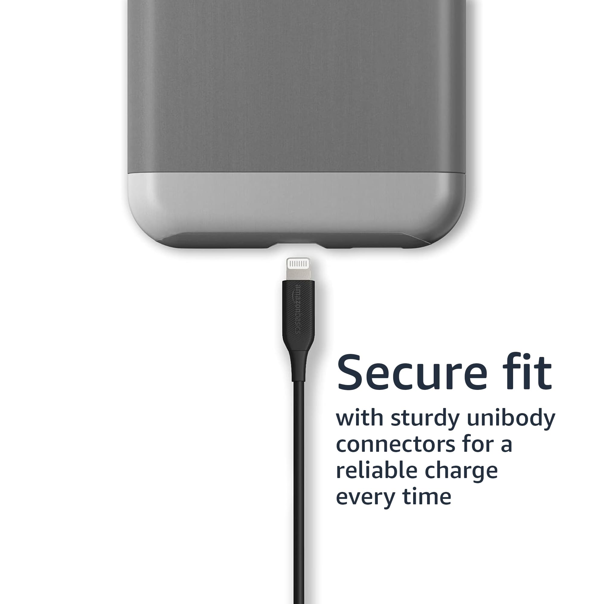 Amazon Basics MFi Certified Lightning to USB A Cable - 6ft iPhone Charger (2 Pack, Black) for iPhone Charging, Data Sync & Car Use