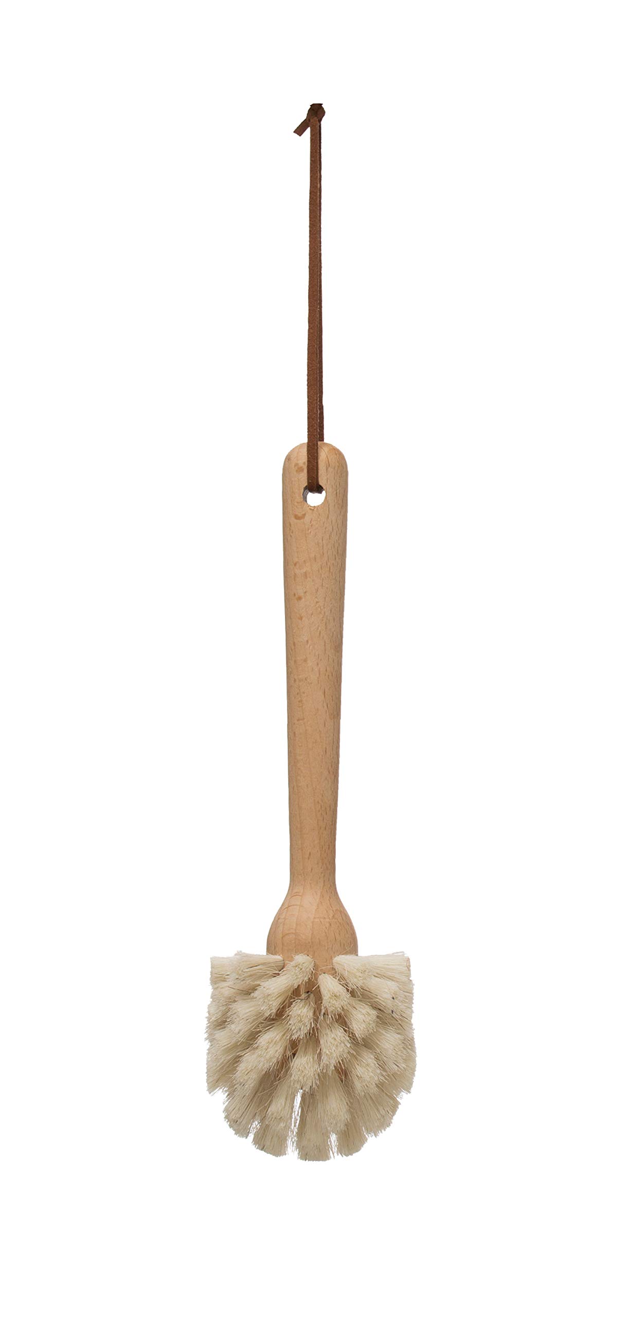 Natural Beech Wood Dish Brush with Leather Strap - Eco-Friendly Kitchen Cleaning Tool for Pots, Pans & Dishes | Perfect for Home, RV & Camping Use
