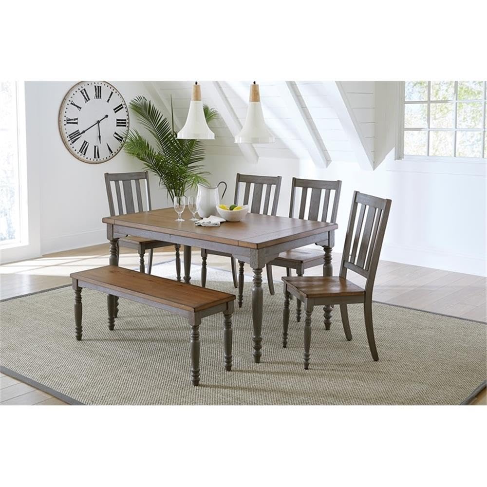 Progressive Midori Oak Brushed Gray Dining Table - Modern Kitchen & Dining Room Furniture for Family Gatherings & Entertaining