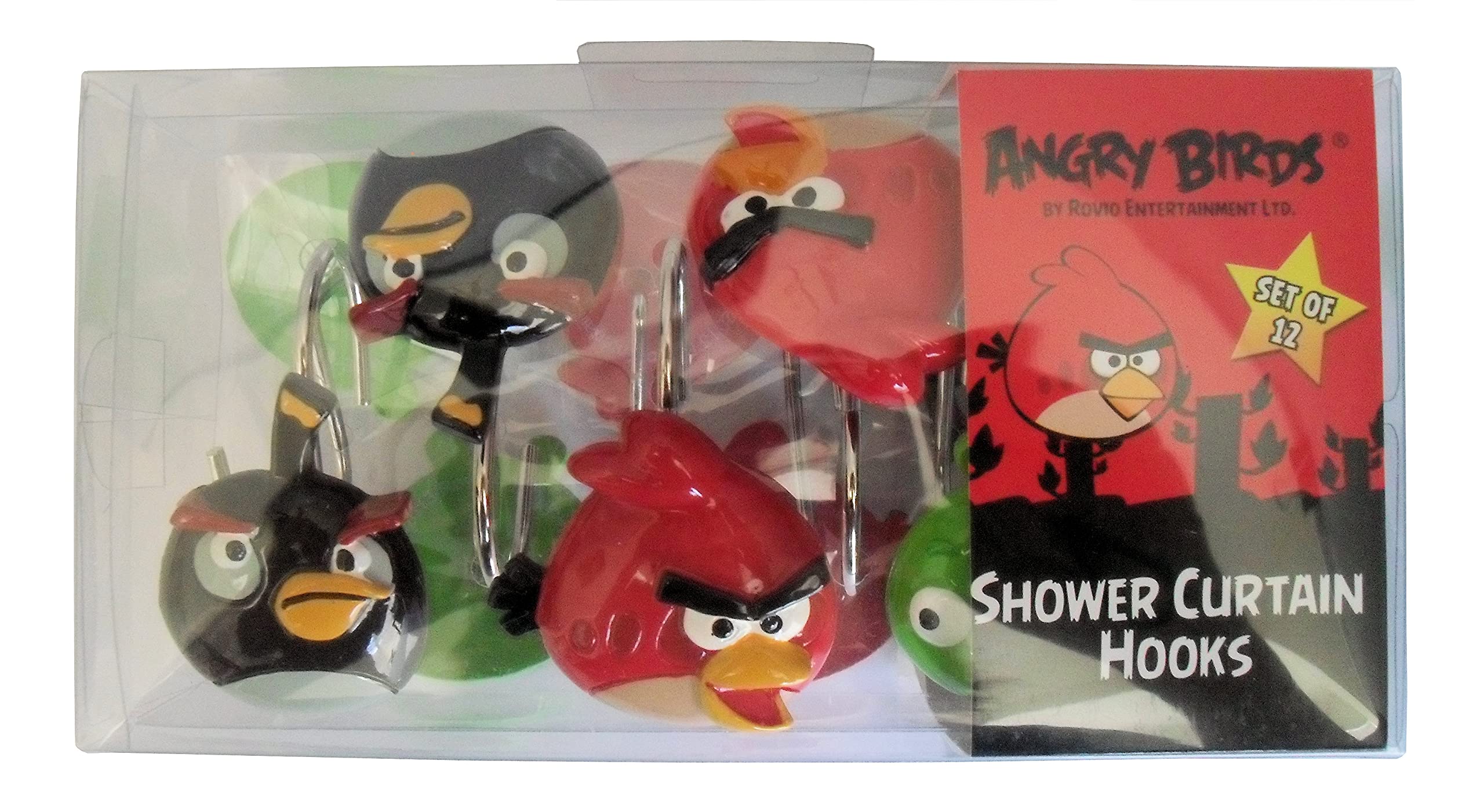 Angry Birds Shower Curtain Hooks - Fun Bathroom Accessories for Kids & Adults - Perfect for Themed Bathrooms, Kids' Rooms, and Gifts