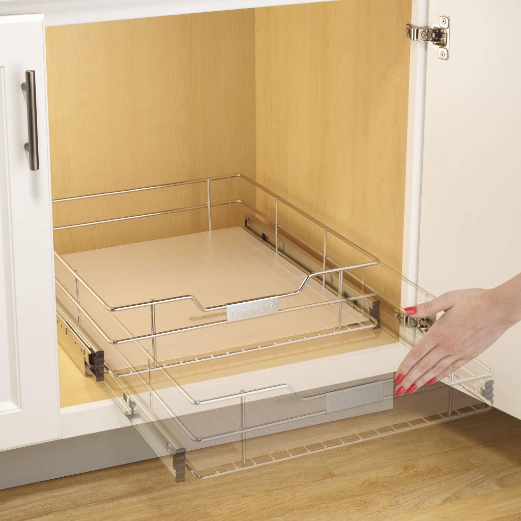 Cuisinart 17-Inch Sliding Cabinet Organizer with Chrome Finish - Expandable Kitchen Storage for Pots, Pans & Utensils - Perfect for Pantry, Under Sink & Cabinet Organization