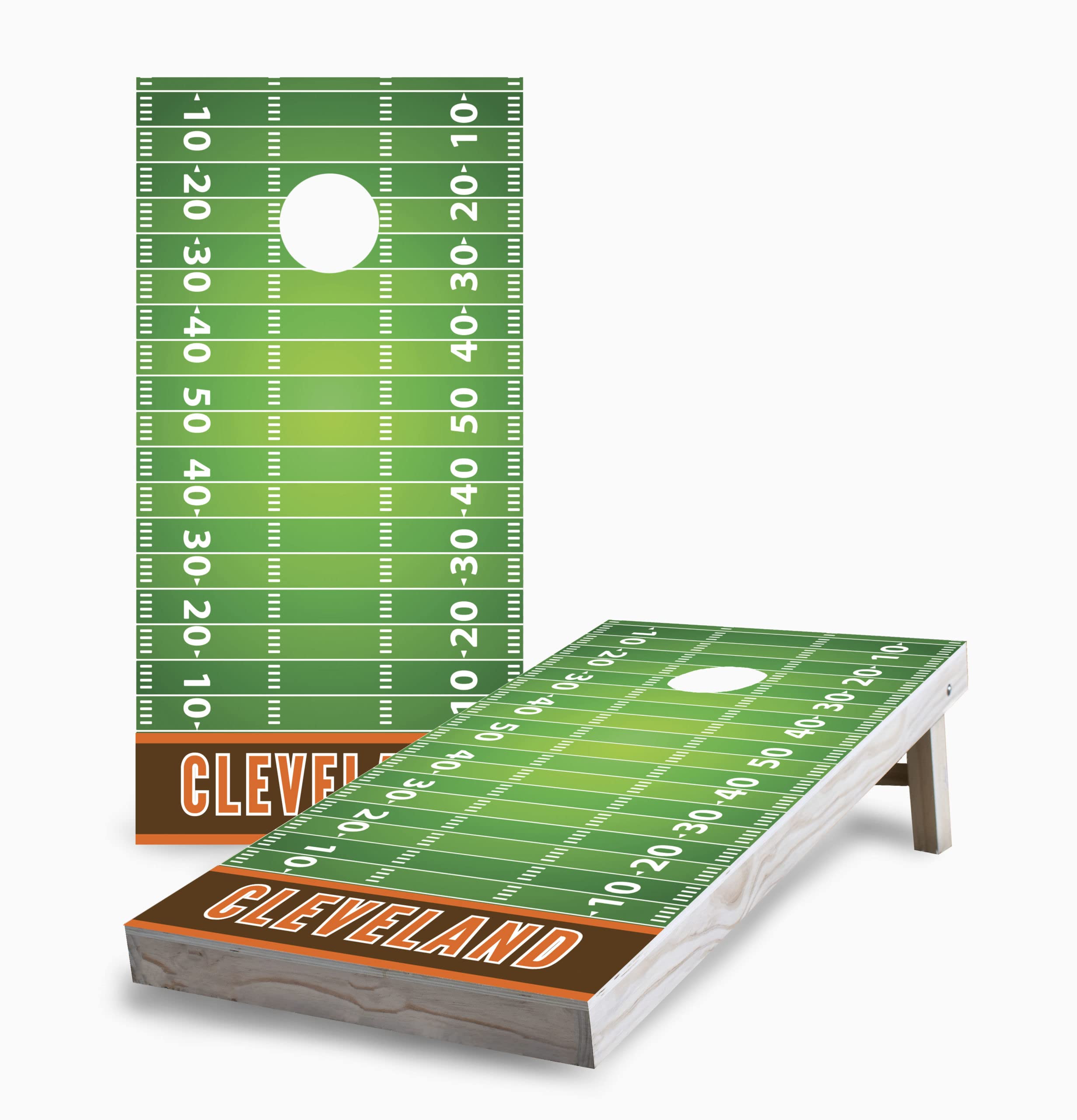 Skip's Garage Cleveland Themed Cornhole Board Set - 2 Boards & 8 Bags with Custom Accessories - Perfect for Backyard Parties, Tailgating, and Outdoor Games