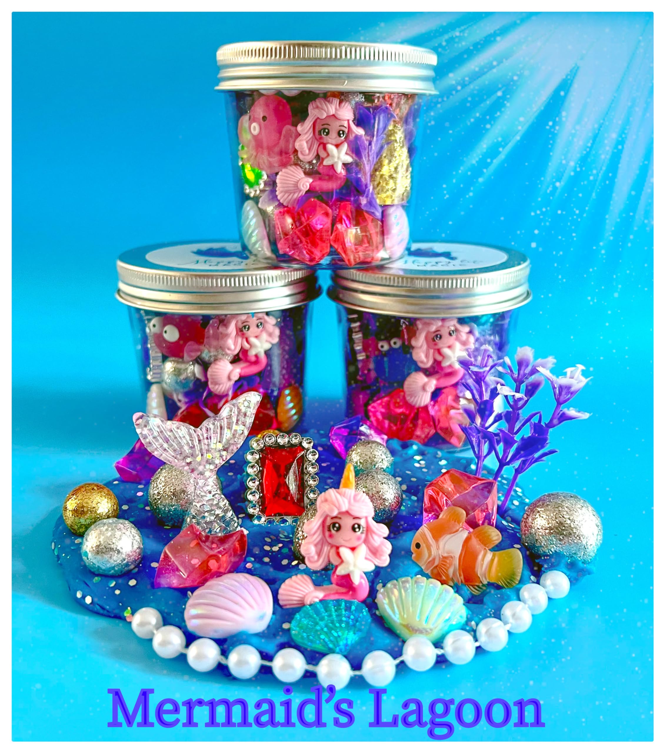 Magic Play Dough Jars - Kids Play Dough Kit for Birthday Party Favors & Goodie Bags | Creative Gift for Boys & Girls | Mermaid Lagoon Theme | Perfect for Birthday Parties, Classroom Rewards & Sensory Play Activities