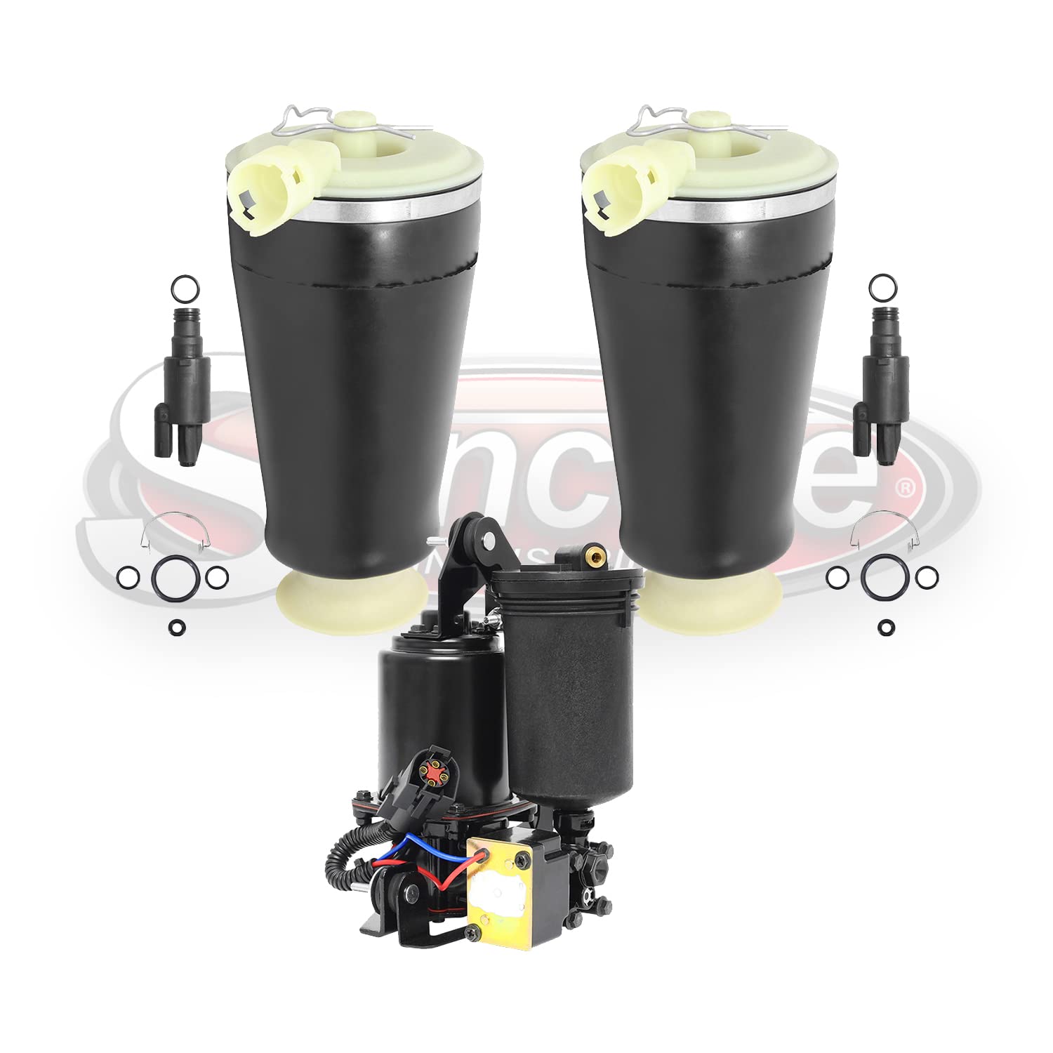 Rear Air Ride Suspension Kit with Air Spring Bags, Solenoids & Compressor - Heavy Duty Truck & SUV Lift System for Smooth Off-Road & Towing Performance