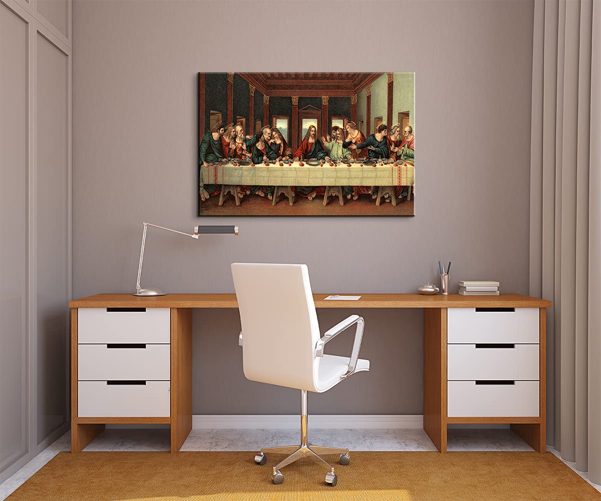 YOUHONG The Last Supper Jesus with Twelve Disciples Canvas Wall Art - Da Vinci Inspired Religious Painting for Home Decor (12''H x 18''W) - Perfect for Living Room, Bedroom & Church Decorations