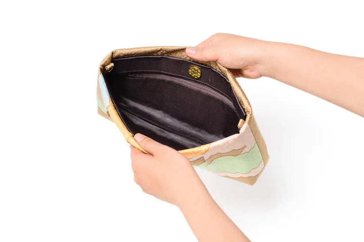 Kyo Yuzen Clutch Bag - Handmade Japanese Kyoto Silk Purse with Multi-Color Black Design | Perfect for Evening Events, Weddings & Cultural Occasions
