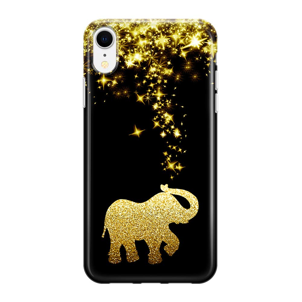 Black Gold Elephant iPhone XR Case 6.1 Inch - Cute Slim Soft TPU Silicone Shockproof Protective Cover for iPhone XR (2018) - Perfect for Everyday Use, Travel & Gift Giving