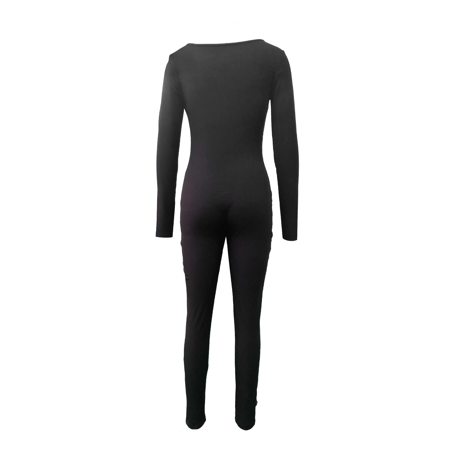 YILEEGOO Women's Sexy Ribbed Long Sleeve Scoop Neck Bodycon Jumpsuit - Stretchy Slim Fit Romper for Clubwear, Date Night & Casual Outfits