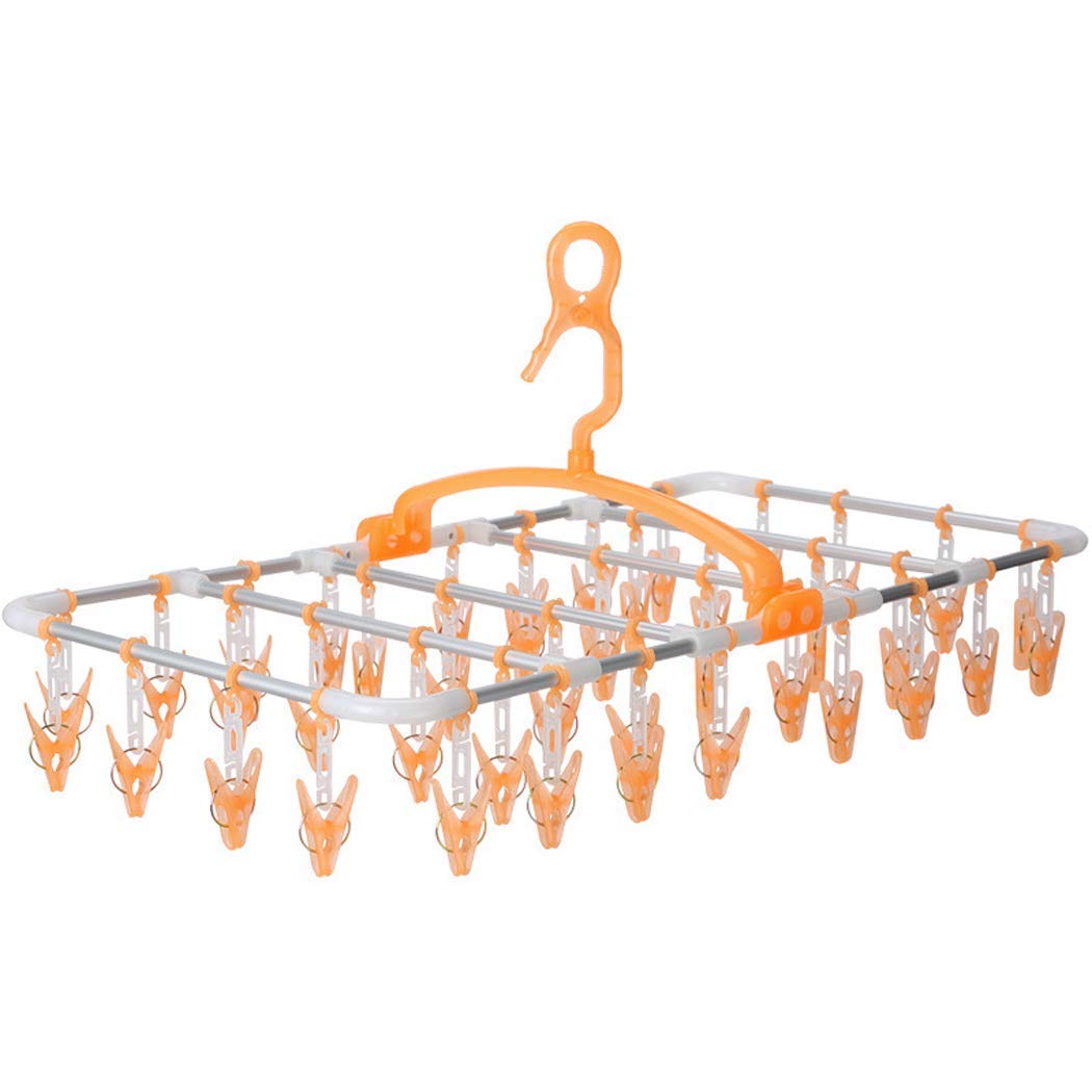 Foldable Plastic Sock Hanger with 40 Clips - Windproof Drying Rack for Clothes, Towels, Diapers & Underwear | Space-Saving Laundry Organizer for Small Apartments, Dorms & Travel