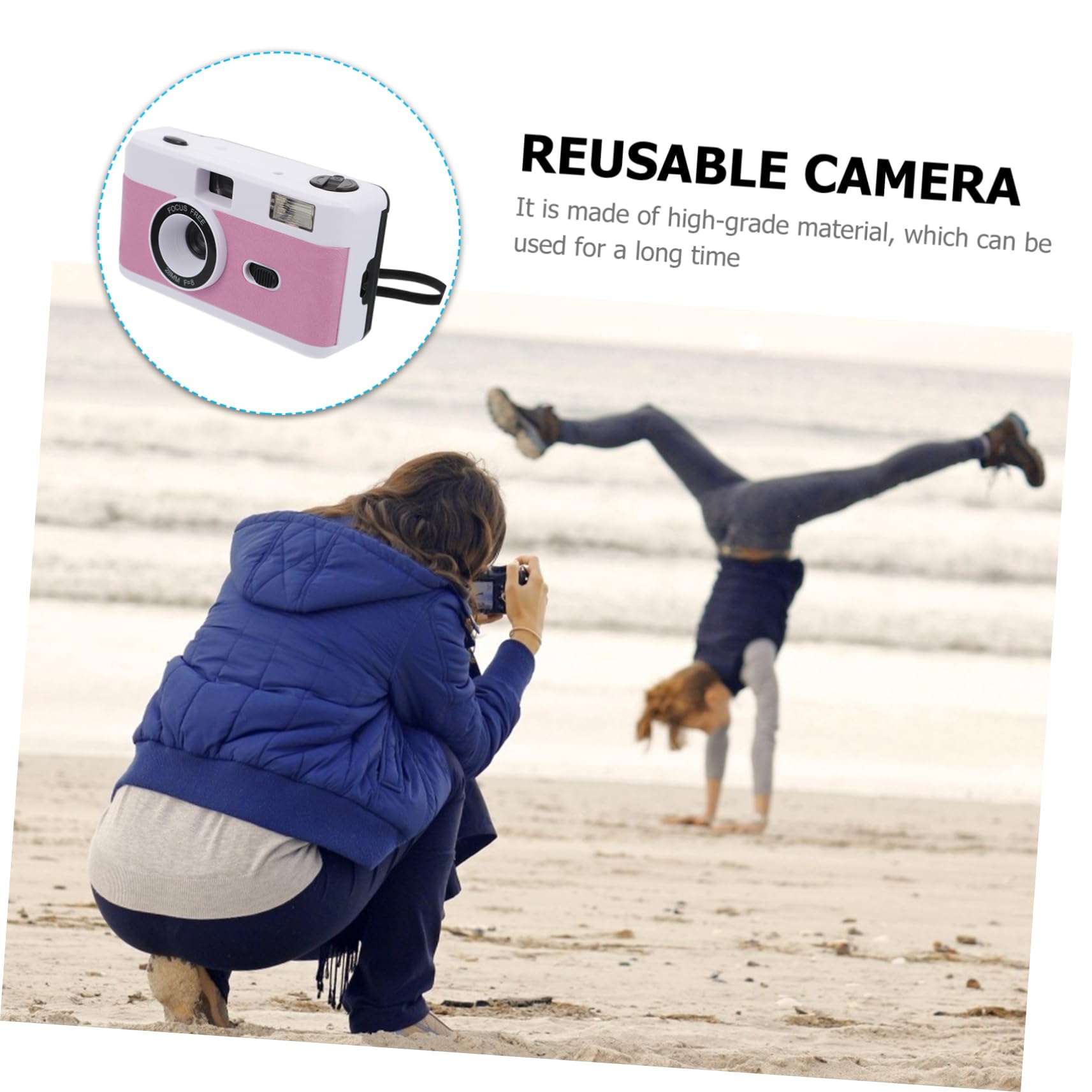 OSALADI 4 Pack Retro Film Camera Set - Vintage Mini Travel Camera with Built-in Flash, Reusable Plastic Film Camera (White) - Perfect for Travel Photography, Street Shots & Vintage Style Photography