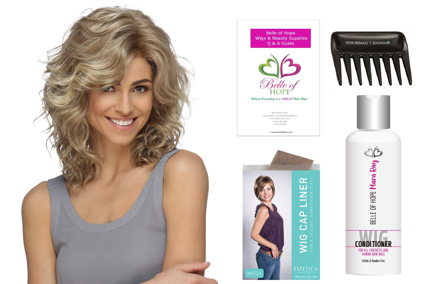 FINN Front Lace Wig by Estetica - 5 Piece Bundle with Wig, Wig Liner, Wide Tooth Comb, 4 oz Belle of Hope Luxury Shampoo & 19 Page Guide (Caramel Kiss) | Perfect for Daily Wear, Cosplay & Special Occasions