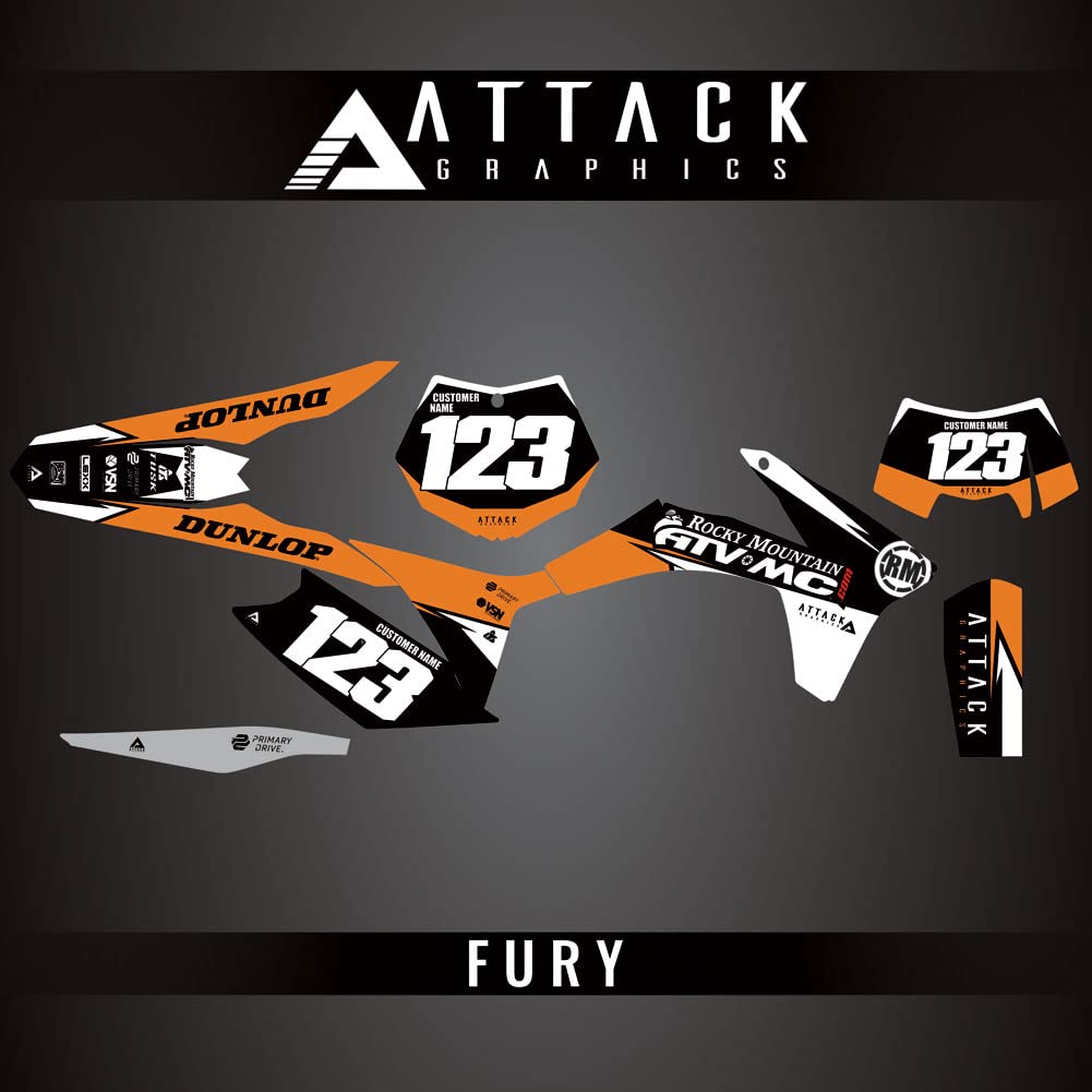 Attack Graphics Custom Fury Complete Bike Graphics Kit for KTM 350 XCF-W 2012 - High-Quality Dirt Bike Decals for Off-Road Racing & Motocross - Perfect for Trail Riding & MX Competitions