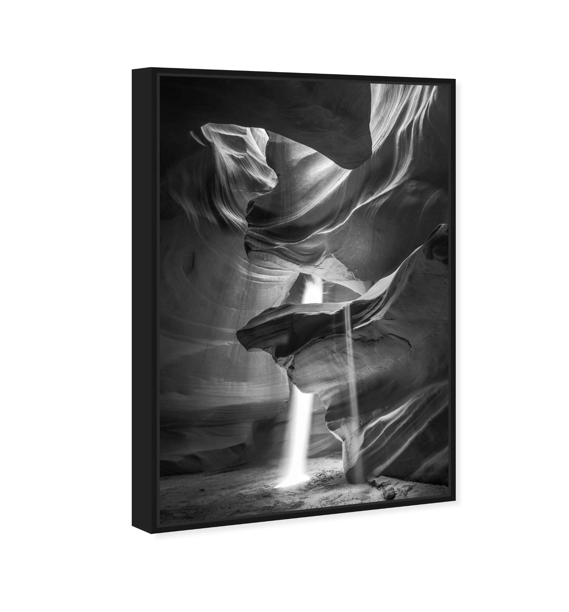 Ojos del Sol Desert Landscape Framed Canvas Wall Art - 16x24 Inches, Gray & White - Nature Inspired Home Décor for Living Room, Bedroom & Office
