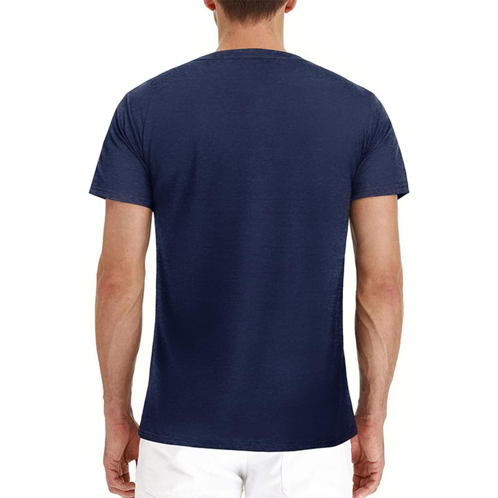 Men's Casual Short Sleeve Henley Shirt with Pocket - Breathable Cotton Button-Up T-Shirt for Everyday Wear, Outdoor Activities & Casual Outings