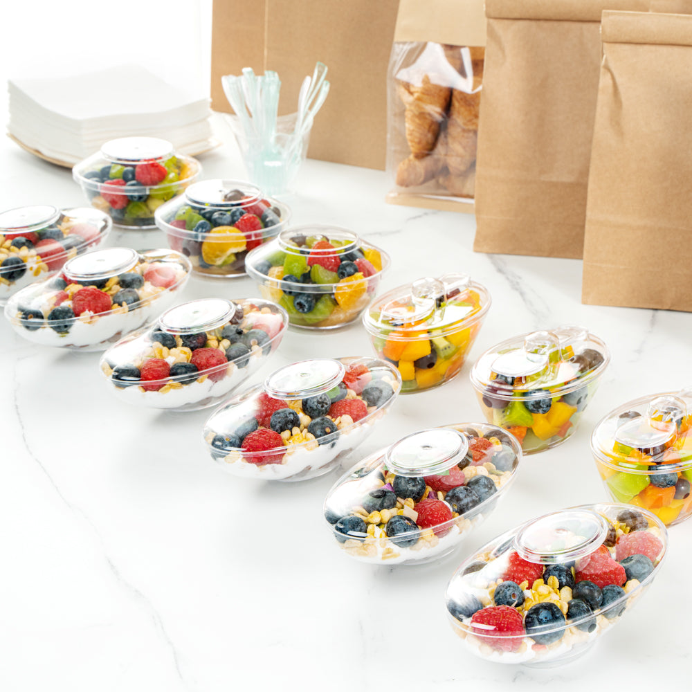 6 oz Clear Plastic Deli Containers with Lids - 100 Pack, Stackable Food Storage Containers (5.5