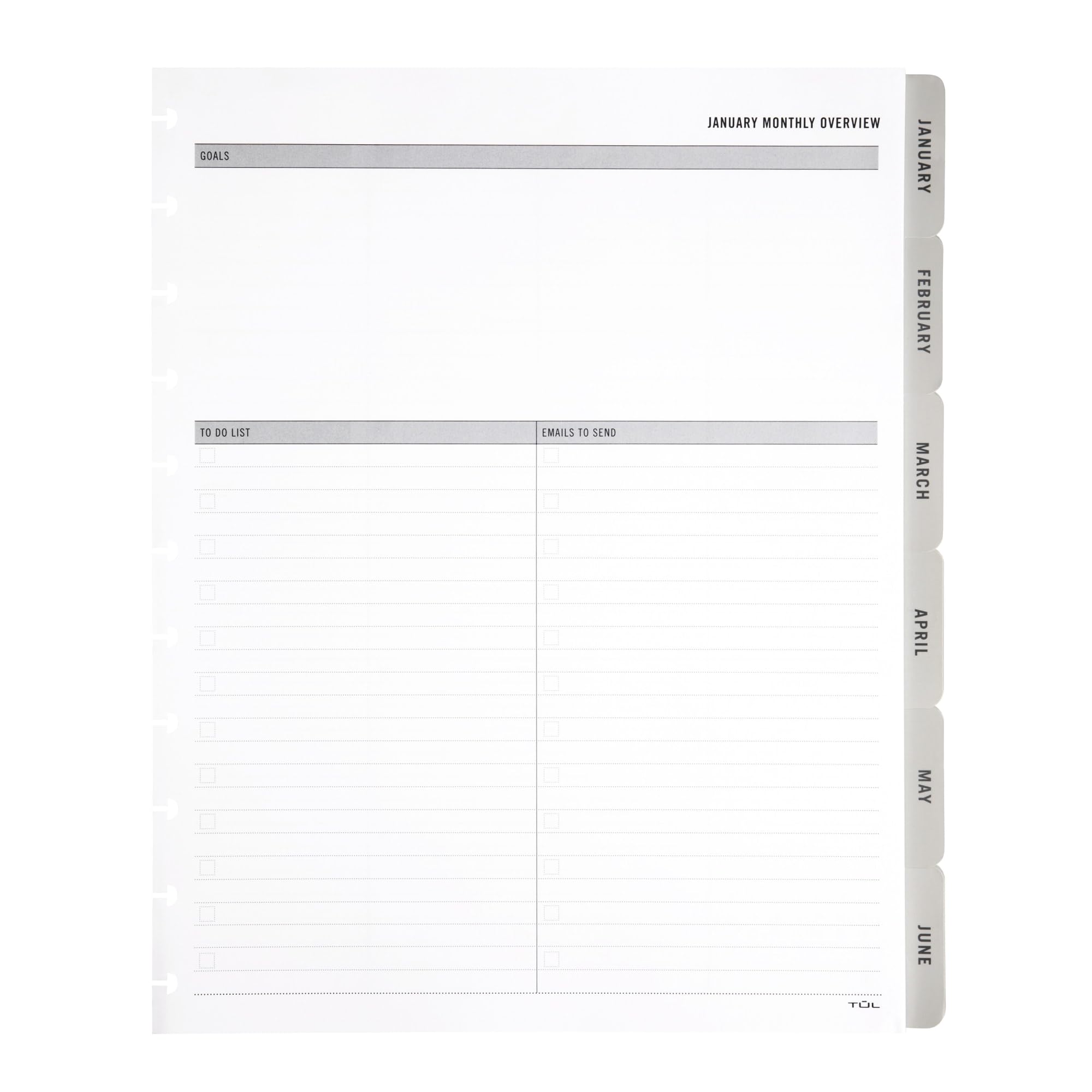 2025 TUL® Discbound Monthly Planner Refill Pages - 12 Tab Dividers, Letter Size (8.5