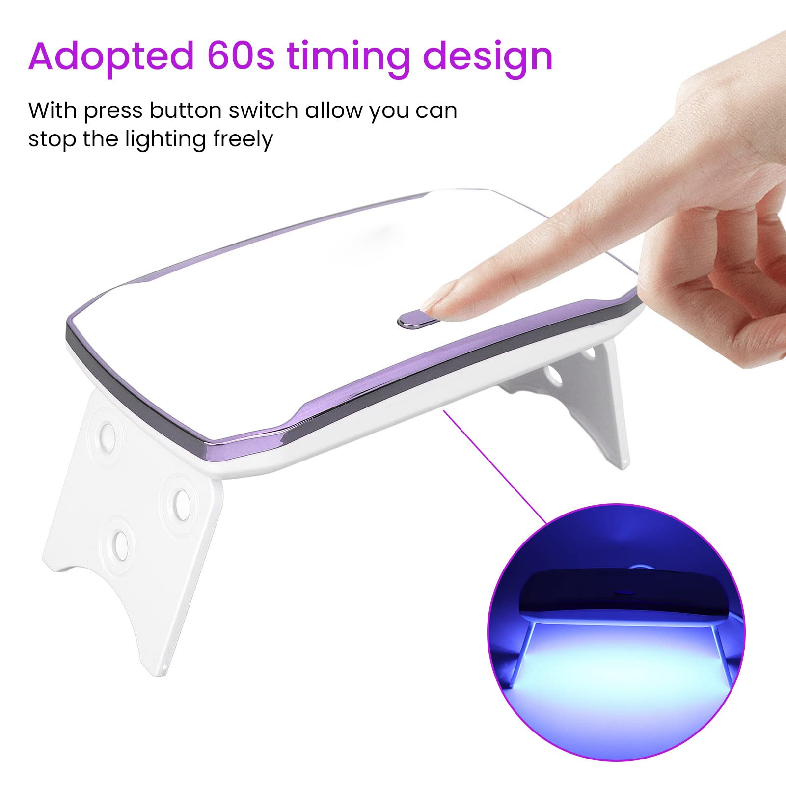 36W LED UV Nail Dryer Lamp - Portable & Foldable Gel Polish Curing Light with 12pcs LED Chips, 60s Fast Drying Timer | Perfect for Home Manicures, Salon Nail Art & Professional Gel Polish Application