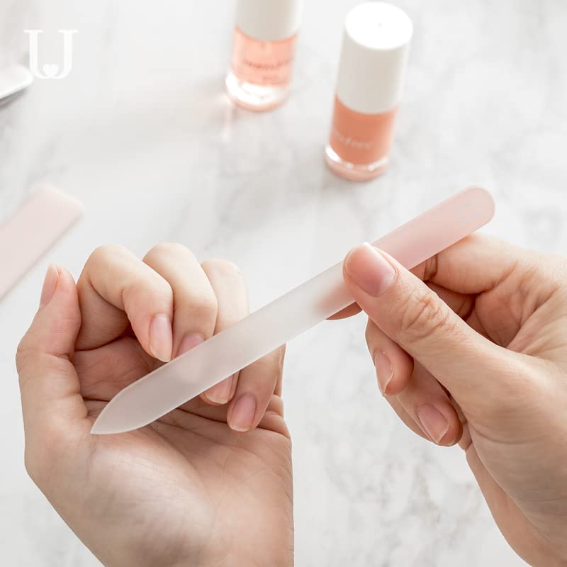 Premium Crystal Glass Nail File & Buffer Kit - Professional Manicure Pedicure Tool for Women & Girls | Smooth Nail Art Care, Great Gift Idea for Birthday & Spa Day (Clear Nail File)