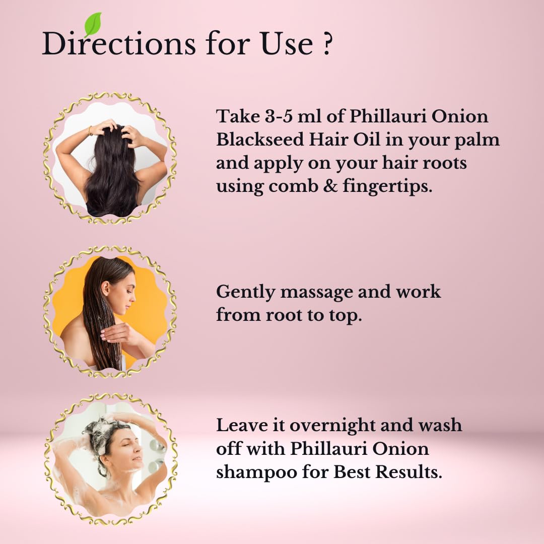 Phillauri Onion Hair Oil for Hair Growth & Anti-Hair Fall - 100ml Natural Treatment for Dandruff & Scalp Care | Promotes Thicker, Stronger Hair | Perfect for Daily Use & Hair Regimen