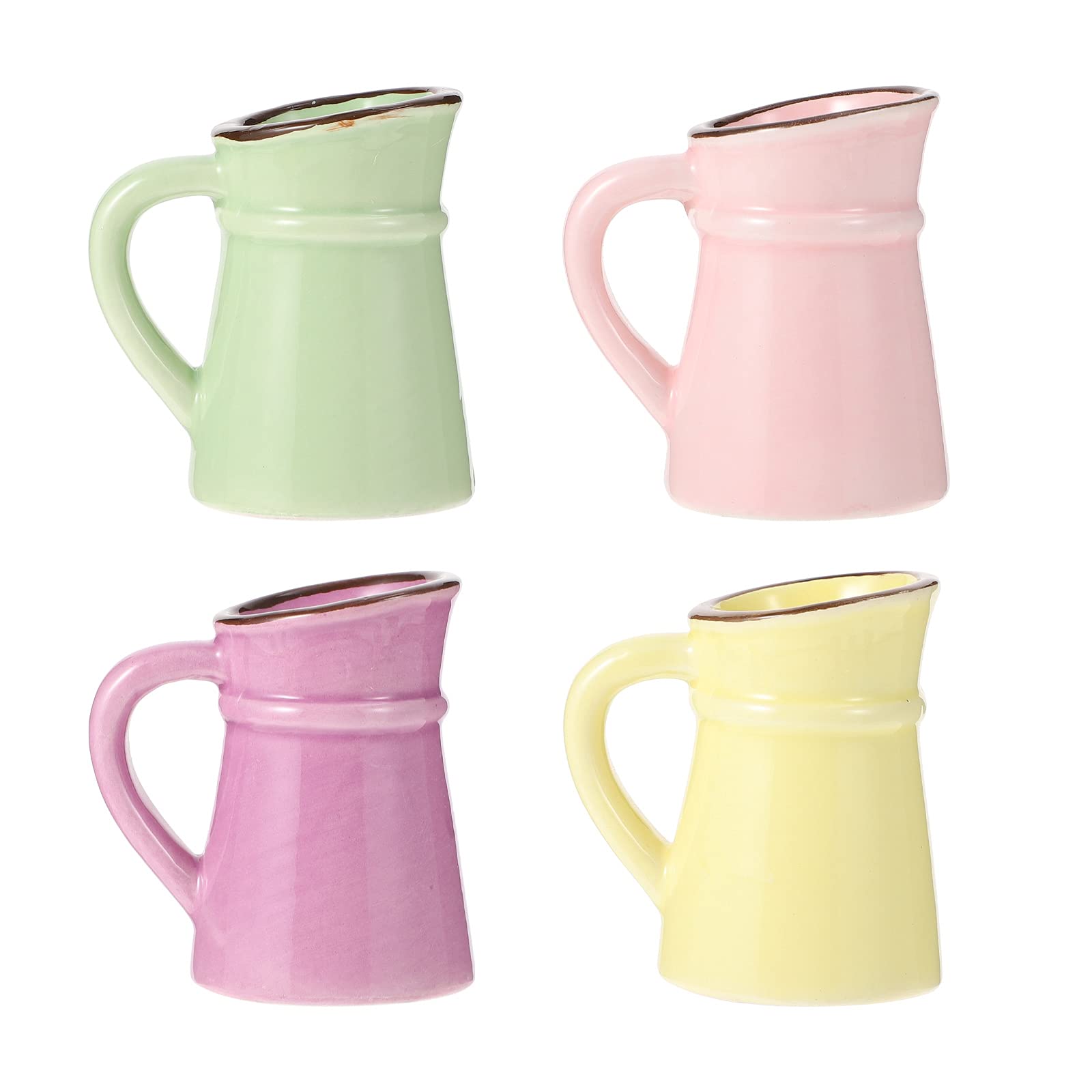 4-Pack Colorful Ceramic Flower Pots with Creative Kettle Design - Small Planters for Succulents, Herbs & Indoor Plants | Perfect for Home Decor, Gardening & Photography Props
