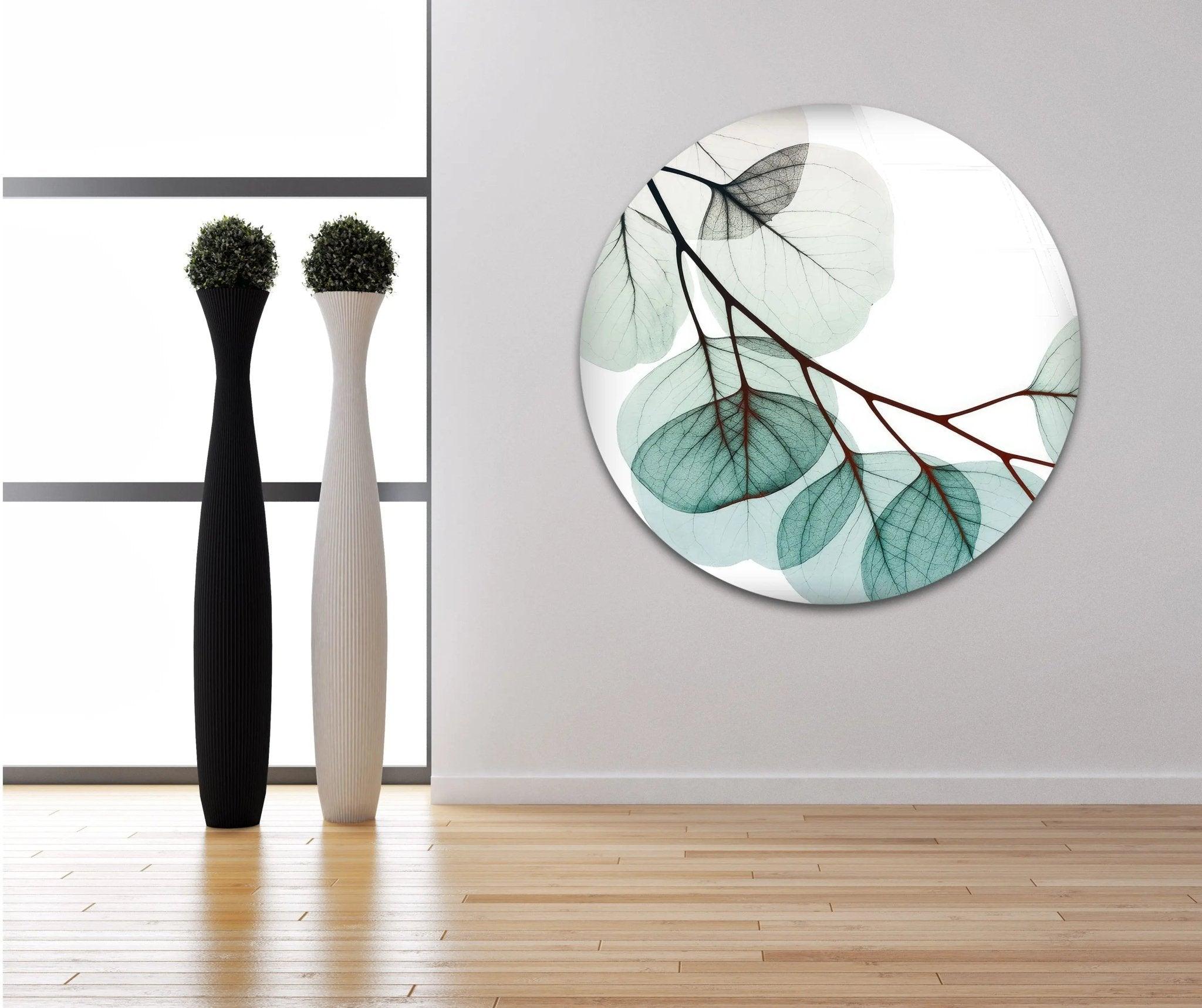 Albert Koetsier Xray Eucalyptus Glass Wall Art - Modern Botanical Decor for Living Room, Bedroom & Office - Unique Home Decor Gift Idea