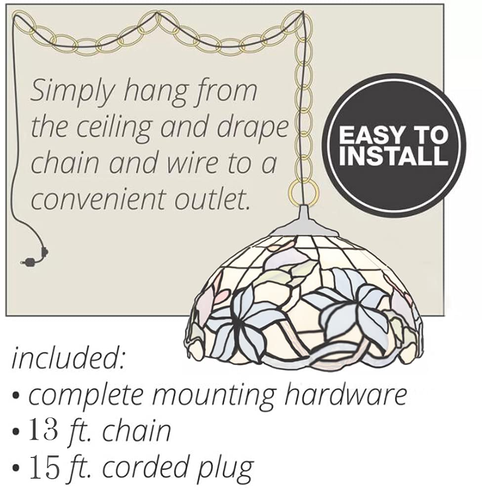 Kiven Style Plug-in Pendant Light with 15ft Hanging Cord & In-Line Dimmer Switch - Adjustable Swag Lamp for Dining Room, Living Room, Bedroom, Porch, Kitchen Island & Home Decor