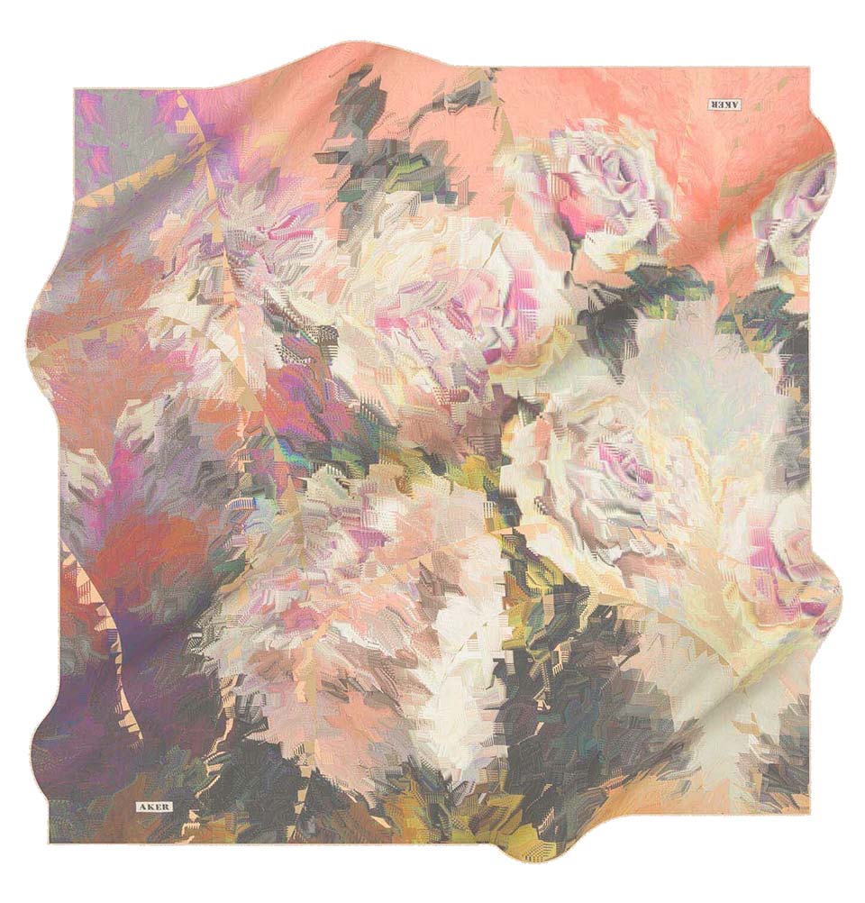 Aker Silk Cotton Patterned Square Scarf #7943 461 - Stylish Fashion Accessory for Women, Perfect for Office, Travel and Special Occasions