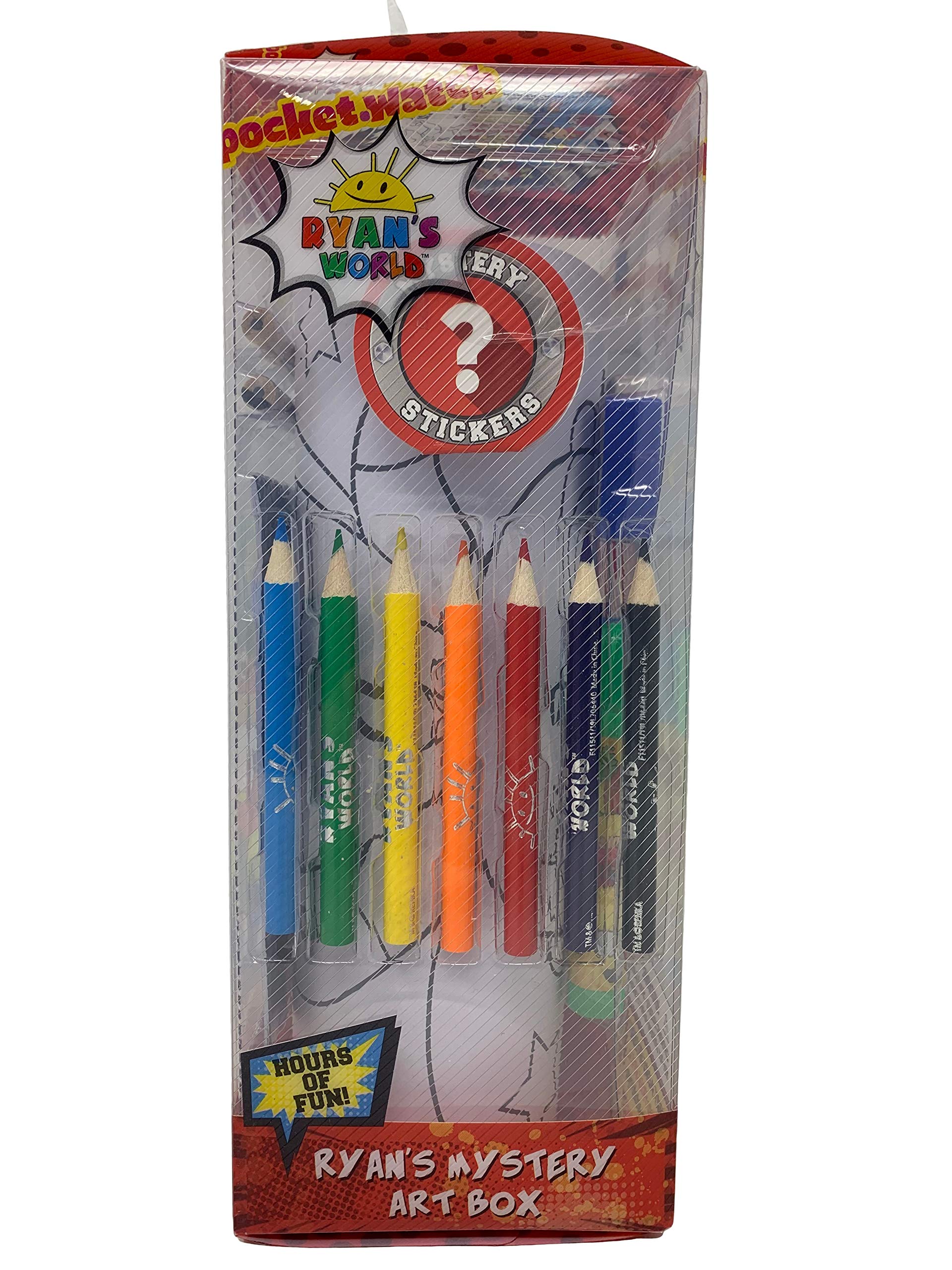Ryan's World Art Box Set - Includes Markers, Pens, Eraser & Pencil Case in Acetate Box | Perfect for Kids Drawing, School Supplies & Creative Gift Ideas