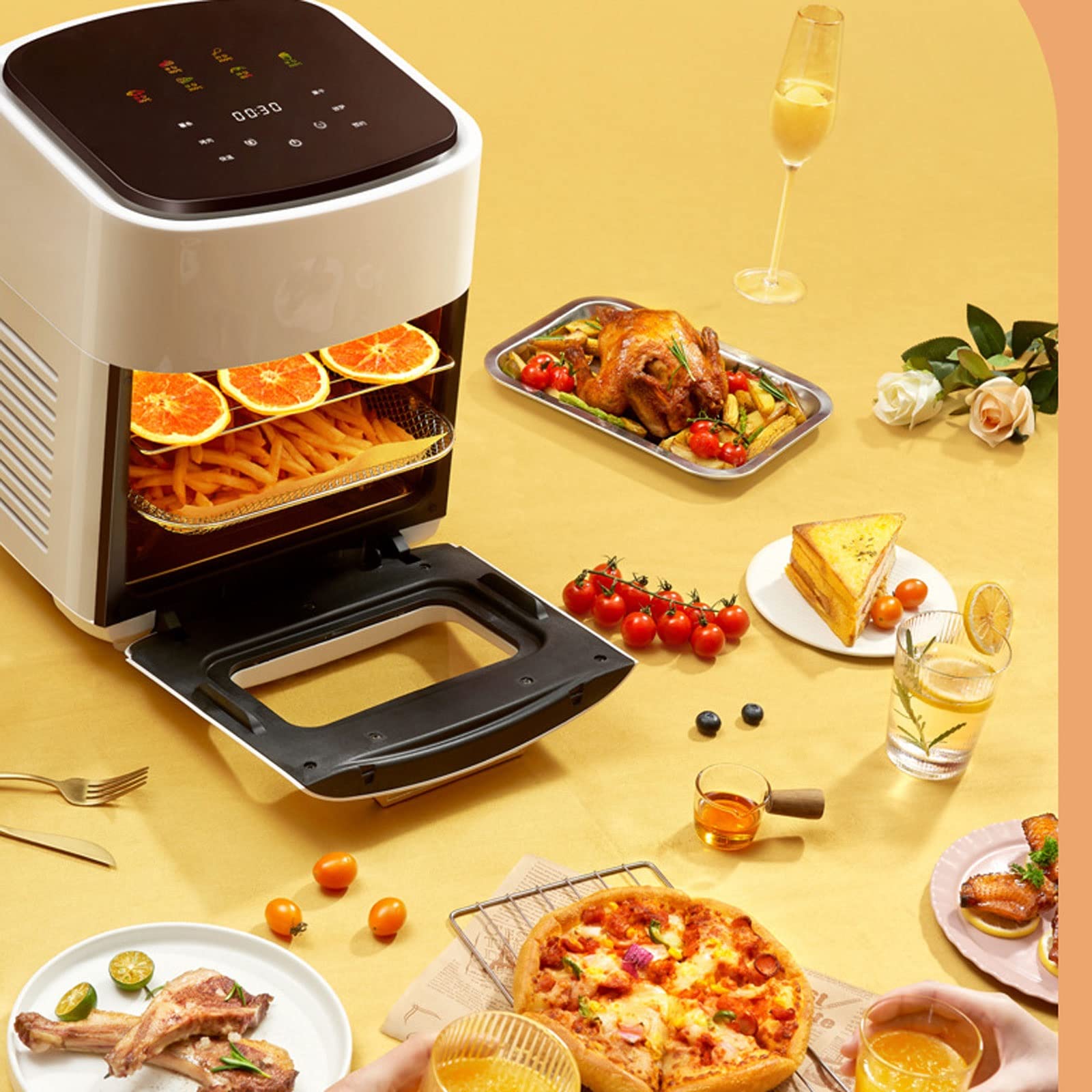 Ninja Air Fryer Oven with Touch Screen - 6.5QT Large Capacity, Digital Visual Controls, Multi-Function Cooker for Healthy Frying, Baking, Roasting & Reheating - Perfect for Family Meals & Party Snacks (Black)