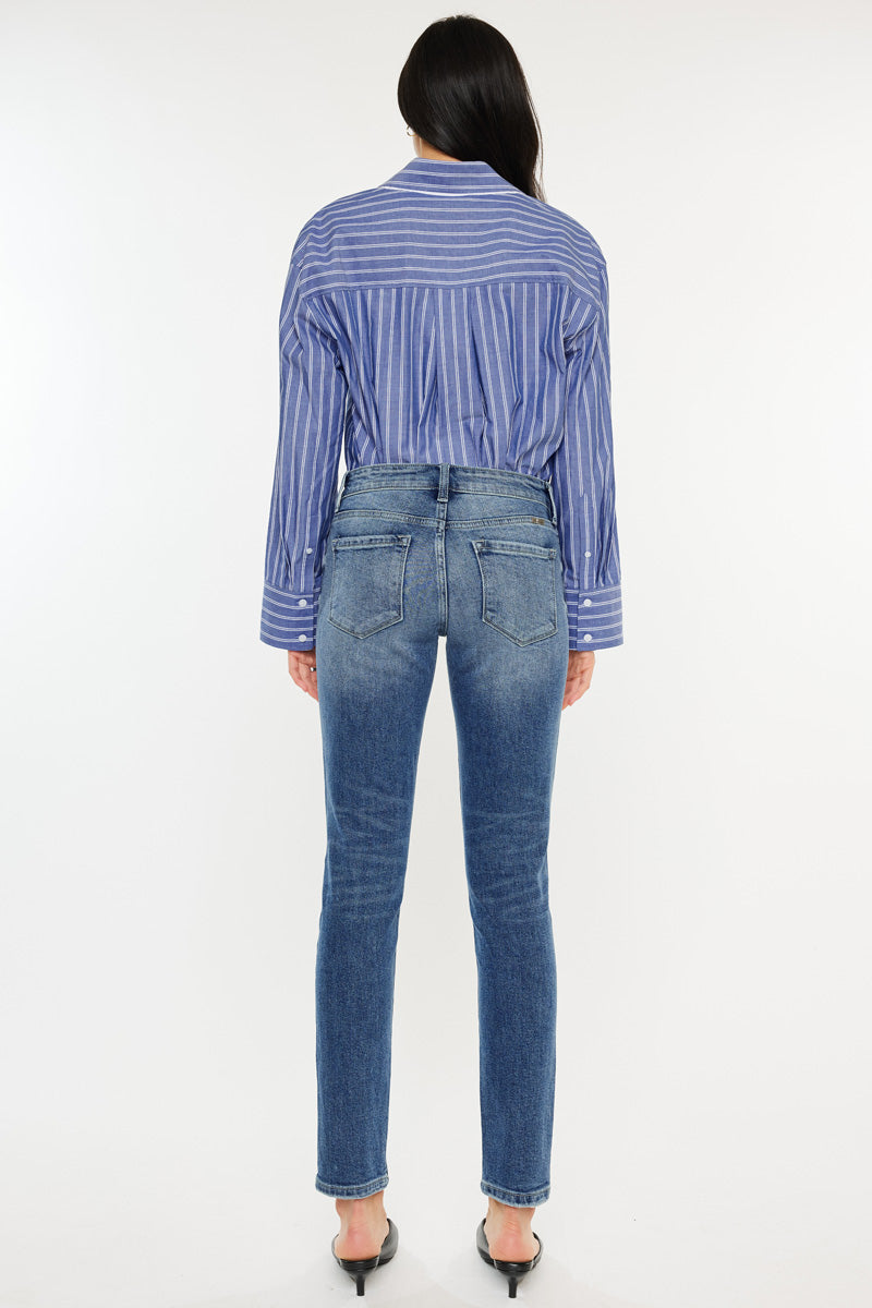 Myra Mid Rise Cigarette Leg Jeans for Women - Slim Fit Stretch Denim Pants - Comfortable & Stylish for Casual Wear, Office & Night Out
