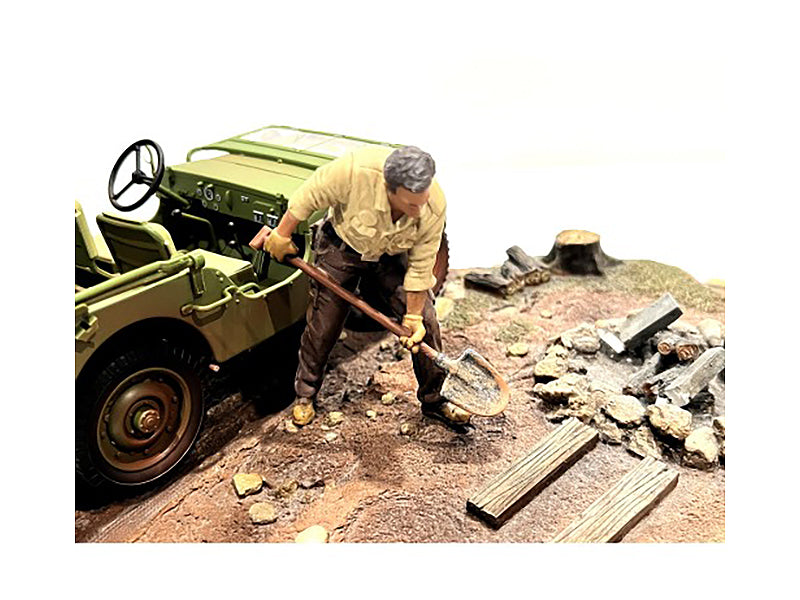 1/18 Scale 4X4 Mechanic Figure - Realistic Diecast Model for RC Cars & Trucks by American Diorama - Perfect for Off-Road Dioramas, Model Displays & Collector Scenes