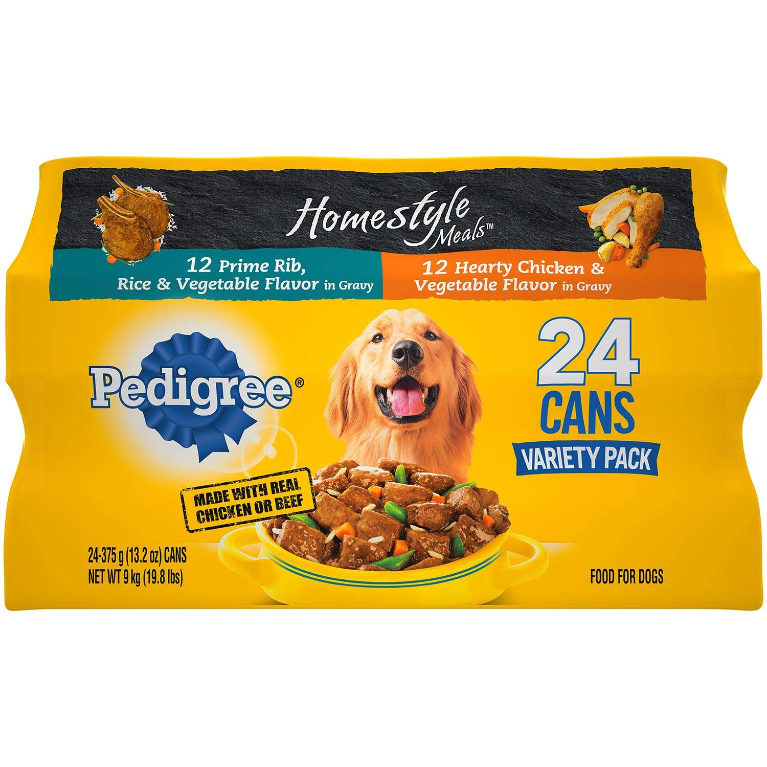 Pedigree Homestyle Choice Cuts Wet Dog Food Variety Pack - 24 Cans (13.2 oz Each) - Pack of 6 - High Protein & Natural Ingredients for Adult Dogs - Perfect for Mealtime, Training Treats & Travel Feeding