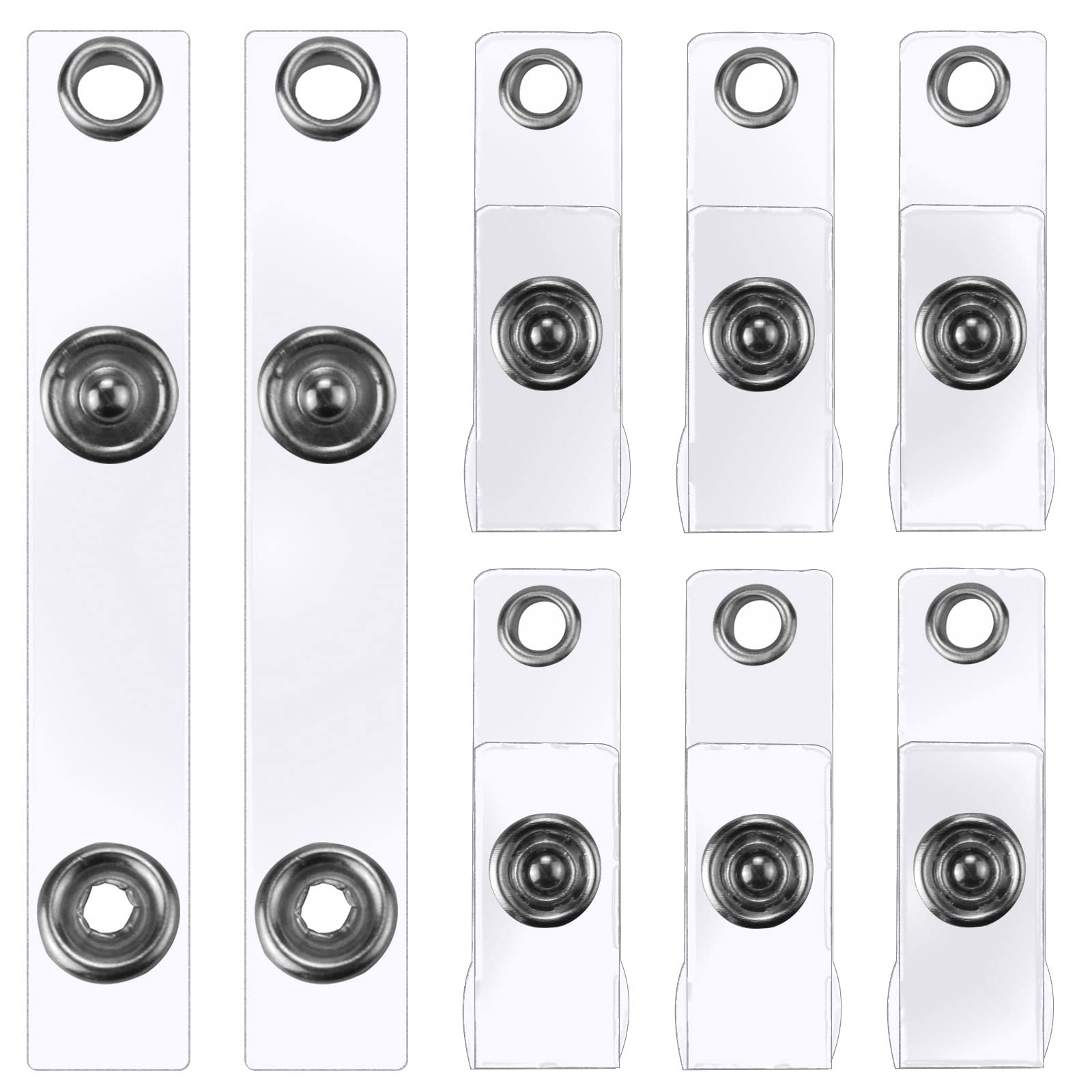 RYKOMO 50PCS PVC Badge Strap with Snap - Clear ID Holder for Work Badges & Lanyards