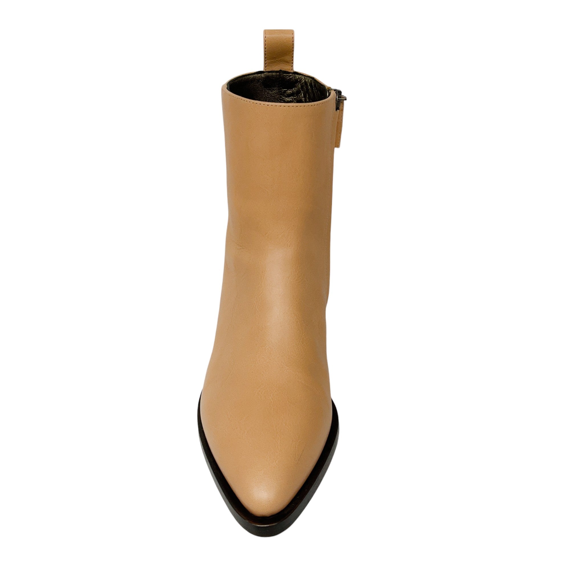 Brunello Cucinelli Beige Leather Ankle Boots with Bead Embellishments - Women's Pull-On Booties for Casual Wear & Office Outfits