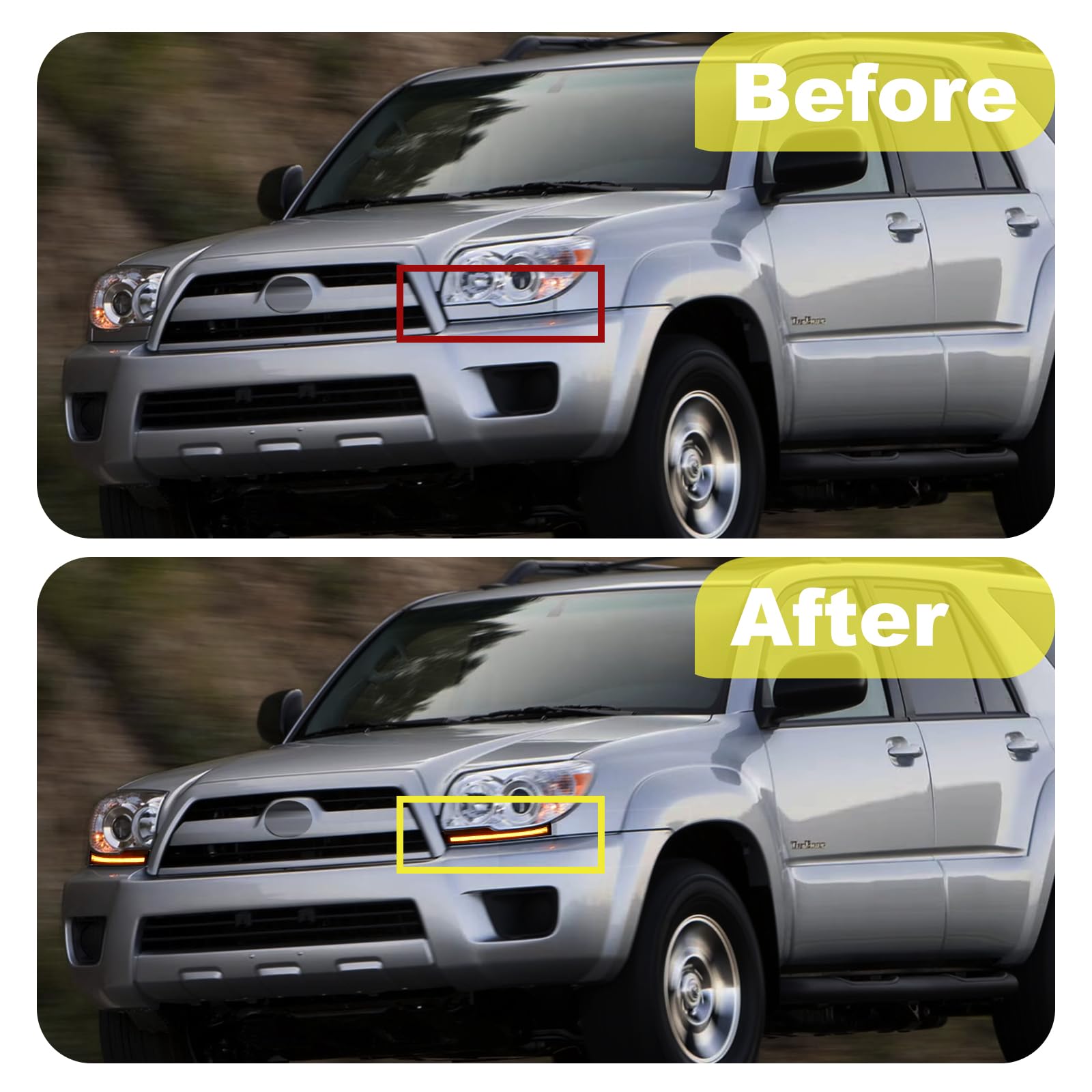 2006-2009 Toyota 4Runner LED Daytime Running Lights Headlights with Turn Signal & Fog Lights Assembly - Durable Replacement for 4Runner Models - Perfect for Night Driving & Off-Road Adventures