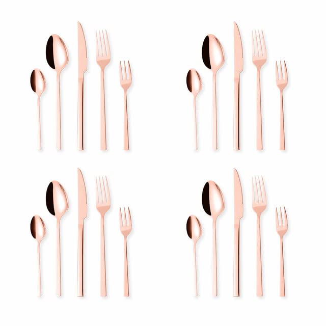 Premium ONUIFIKE 20-Piece Stainless Steel Silverware Set - Rose Gold Luxury Cutlery Set with Forks, Spoons & Knives for Elegant Dining, Wedding Gifts & Home Tableware