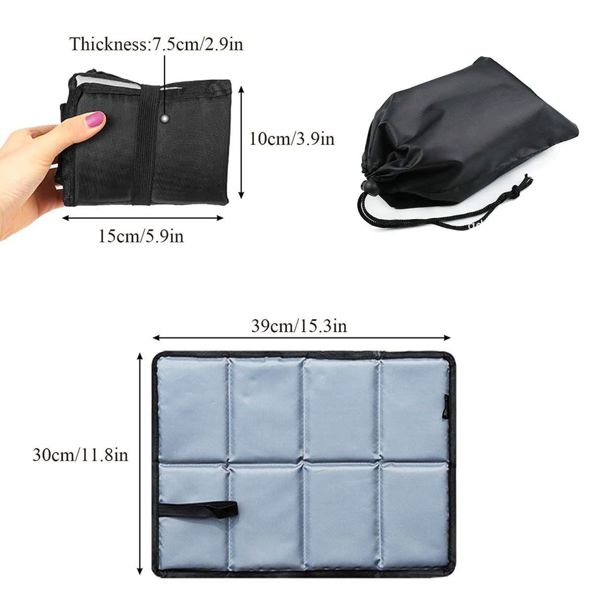 Waterproof Foldable Stadium Seat Cushion - Portable Outdoor Seat Pad for Camping, Picnic, Travel & Backpacking - Comfortable Bleacher Seat with Foam Padding (Blue) - Perfect for Sports Events, Hiking & Beach Outings