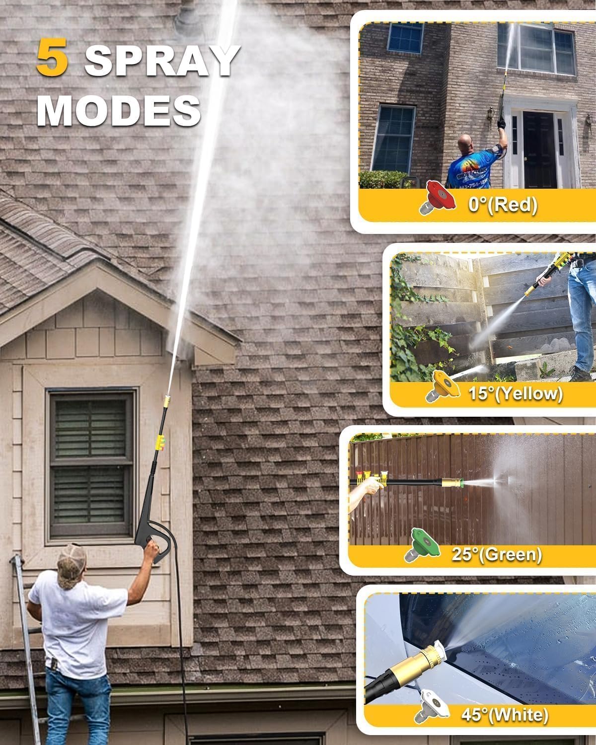 AgiiMan 5100PSI Electric Pressure Washer - 3.4GPM High Power Washer with 35FT Cord & 20FT Hose, Soap Tank - Perfect for Car Washing, Driveway Cleaning, Patio, Deck and Garden Maintenance