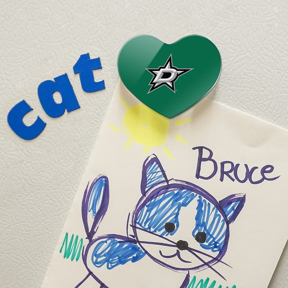 Dallas Stars Logo Heart Acrylic Refrigerator Magnet - NHL Team Fan Gift, Kitchen Decor, Office Fridge Accessory for Hockey Lovers