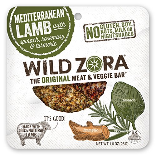 Wild Zora Mediterranean Lamb Meat & Veggie Bars - Paleo, AIP, Gluten Free, High Protein Snacks with Organic Vegetables | No Added Sugar, Soy Free | 10-Pack | Perfect for Hiking, Camping & Keto Diet