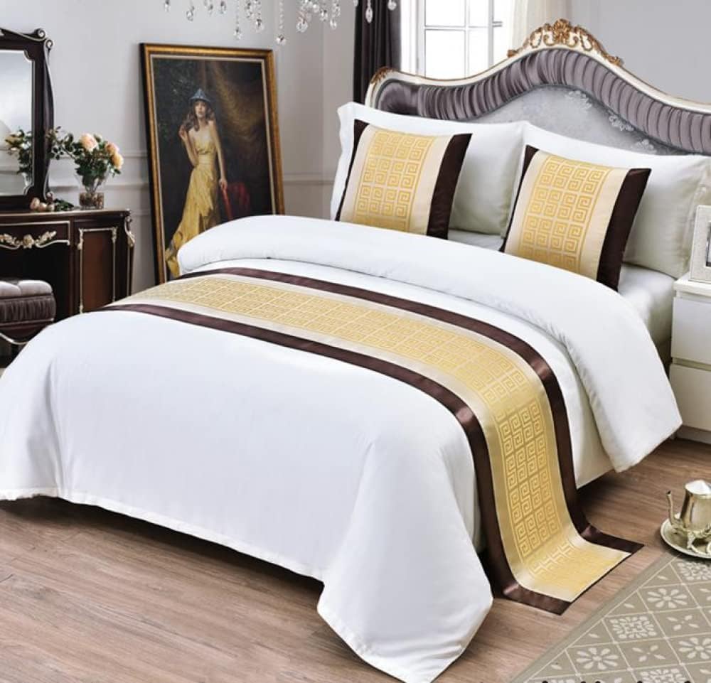 Luxury Hotel Bed Runner Scarf - Elegant Bedding Decoration for Queen & King Size Beds - Gold King Size Bed Scarf - Perfect for Bedroom Decor, Wedding Decorations & Hotel Styling