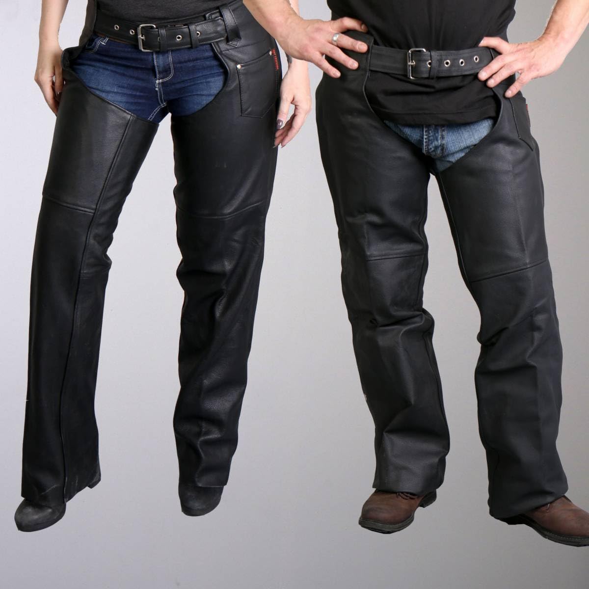 Hot Leathers Premium Fully Lined Leather Chaps for Motorcycle Riding - Durable & Comfortable Biker Gear for Men & Women