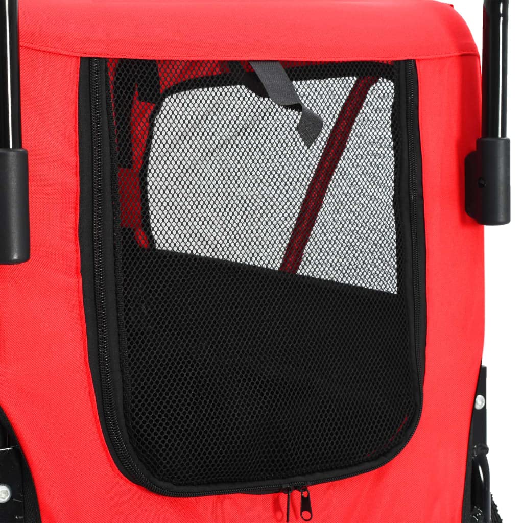 **vidaXL 2-in-1 Pet Bike Trailer & Jogging Stroller – Quick Convertible Design, Durable Steel Frame, Water-Resistant Oxford Fabric, Breathable Mesh Windows – Red & Black – Perfect for Cycling, Running & Outdoor Adventures with Your Pet**